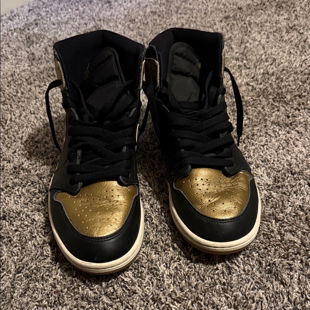 Kids Black and Gold High-Top Sneakers